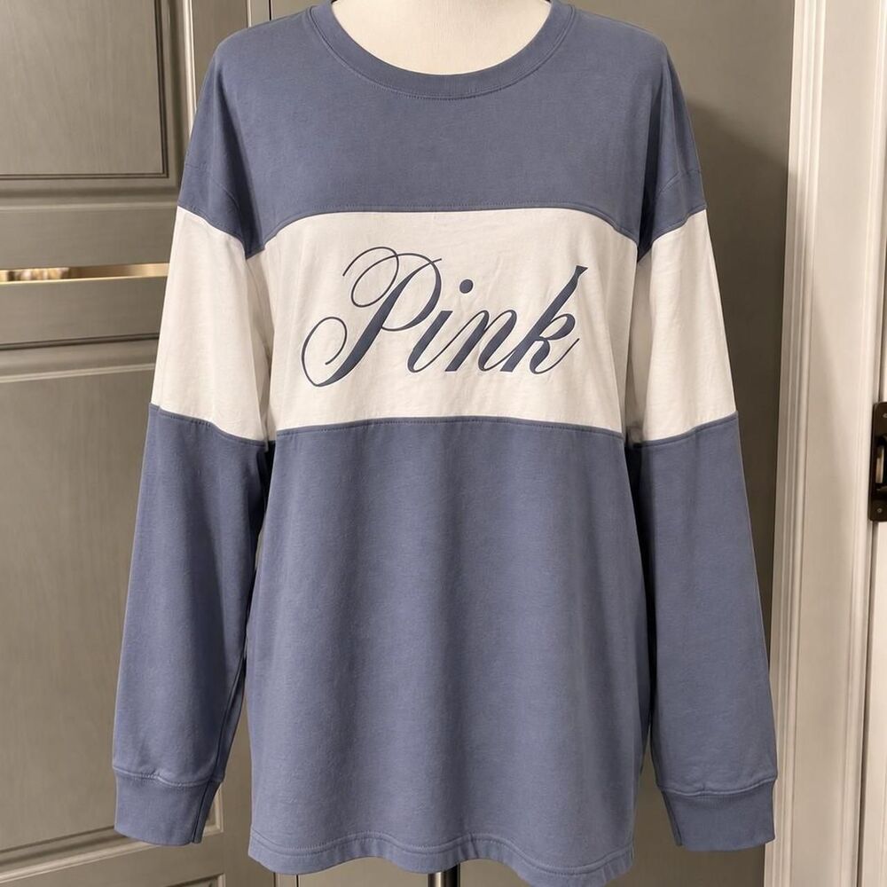 NWT Victoria’s Secret PINK size XXL colorblock long-sleeve slate blue